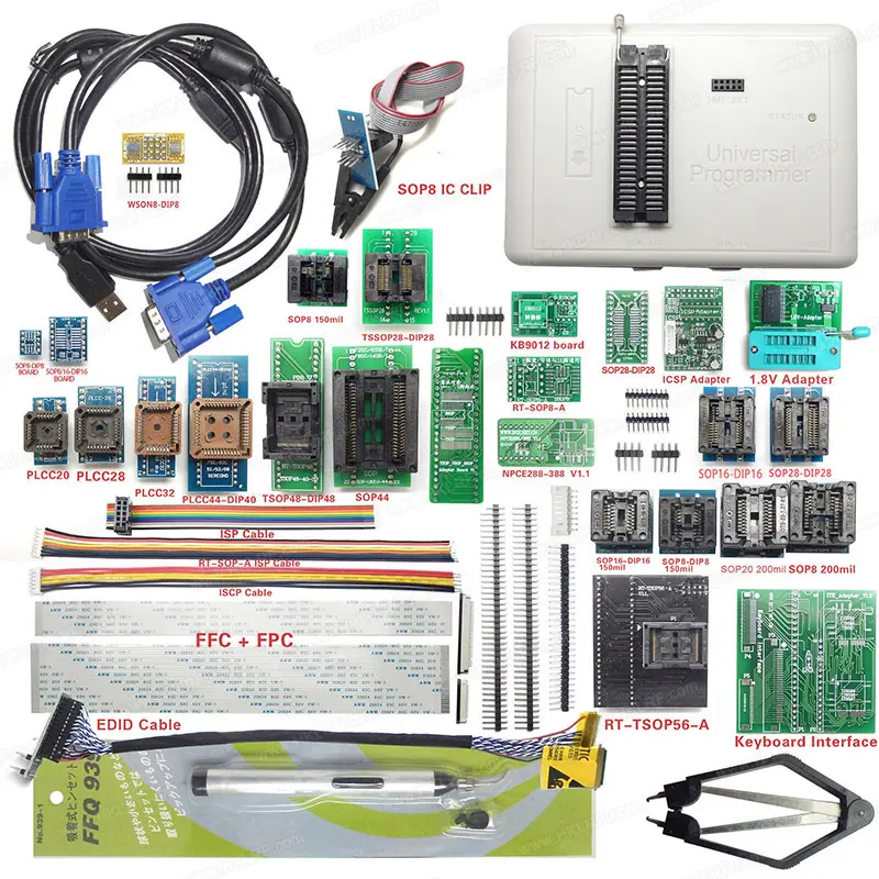 RT809H EMMC โปรแกรมเมอร์ USB สากลพร้อมสายเคเบิลแฟลชมาก + 31อะแดปเตอร์ IC ซ็อกเก็ต EDID สายเคเบิ้ล