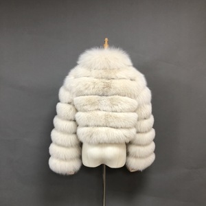 Ventes en gros d'usine, manteaux en fourrure véritable, manteaux en fourrure d'hiver chauds pour femmes, 100% fourrure de renard, veste courte avec fermeture éclair - Product Image 6