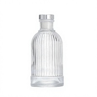 Bouteille en verre sérigraphiée rayée 50 ml avec joint en caoutchouc rond pour cosmétiques, huiles essentielles, parfums – Vente en gros directe usine