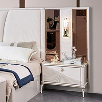 Ensemble de Mobilier de Chambre Moderne et de Luxe en Bois, Comprenant un Lit Double King Size en Cuir avec Rangement et Cadre en Bois