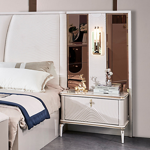 Bộ nội thất phòng ngủ hiện đại cao cấp bằng gỗ, giường đôi cỡ King, chất liệu da, có ngăn chứa đồ, khung gỗ. - Product Image 5