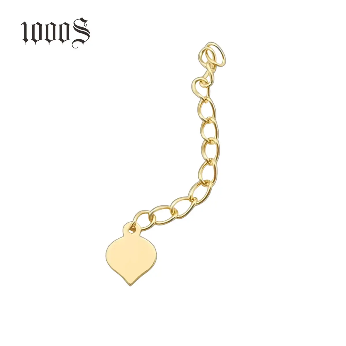 1000s 18k Gold Jewelry Real Genuine 18K Yellow Solid Gold Accessory Heart Extender Chain For Necklaces Bracelets