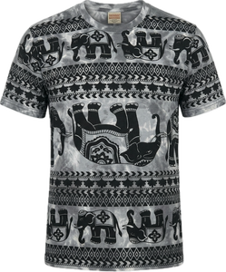 Camiseta de manga corta y cuello redondo con diseño de elefante sublimado con efecto tie-dye. Hecho de poliéster de 140 g/m². - Product Image 1