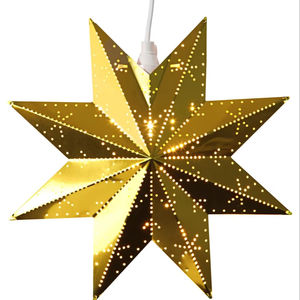 Couverture de lumière LED Lanternes en papier avec étoile suspendue Abat-jour en forme d'étoile pour arbre de Noël Pendentif de fête en forme d'étoile évidée en 3D - Product Image 2