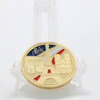 프랑스 노트르담 에펠 탑 골드 도금 기념 동전 맞춤 파리 기념품 배지 메달