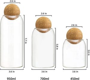 OEM/ODM Home and Kitchen Borosilicate <b>Glass</b> Spice Storage <b>Containers</b> Bottle Jars with Corks Lids for Coffee Pod Food Storage - Product Image 2