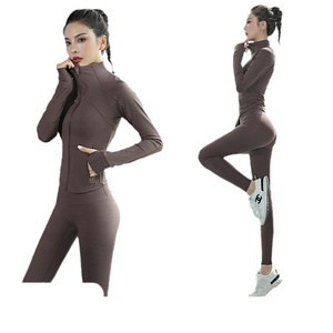 Automne hiver professionnel Fitness sport costume Yoga vêtements hauts à manches longues veste mince respirant écologique réversible - Product Image 5