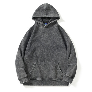 Sweat à capuche délavé au soleil Printemps Automne 330 g/m² Qualité supérieure Sans cordon Homme Vintage Effet délavé à l'acide - Product Image 1
