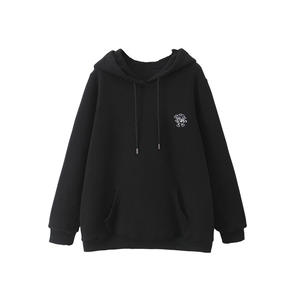 Sweat-shirt à capuche ample pour femme Happy Plus, noir jais, grande taille, automne-hiver, décontracté, tricoté, avec étiquette N9052 - Product Image 4