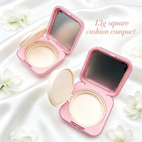 En stock, faible MOQ, 13g, compact carré rose vide avec miroir et houppette, matériel d'emballage pour maquillage