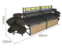 Staalconstructies voor de presentatie van fruit en groenten in supermarkten, met vrijstaand ontwerp voor gebruik in winkels