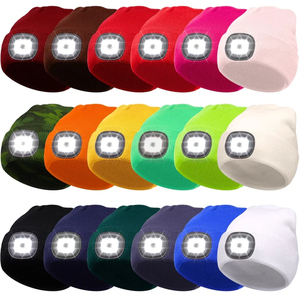 LED Beanie Hat với ánh sáng Unisex ấm mùa đông hat với đèn LED Headlamp cap mùa đông dệt kim đêm thắp sáng hat đèn pin - Product Image 1
