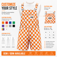 Conjunto de Pantalones Cortos con Tirantes a Cuadros para Hombre con Logotipo Personalizado, Mono a Cuadros, Ropa de Trabajo, Tallas Grandes S-5XL, Uniforme Casual de Verano