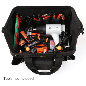 Wide Mouth Waterproof <b>Tool</b> <b>Bag</b> 39 Pockets Black <b>Tool</b> <b>Tote</b> Organizer with Adjustable Shoulder Strap OEM/ODM Customizable - Product Image 3