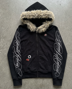 <strong>Men's</strong> <strong>Fur</strong> <strong>Hooded</strong> Zip up Jacket Embroidered Sleeve Graphic Winter Hoodie Oversized Streetwear Casual <strong>Coat</strong> Wholesale Custom - Product Image 1