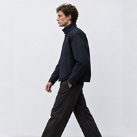 Veste pour homme imperméable, coupe-vent, respirante, en nylon et coton mélangés, fermeture éclair bidirectionnelle, coupe-vent décontracté pour les voyages en plein air