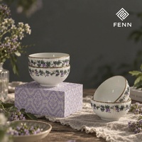 Service de table en céramique personnalisé FENN, motif raisin vintage, assiettes et bols en porcelaine, bord doré, vaisselle embossée pour la maison et la cuisine