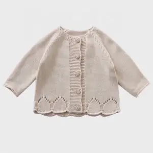 High quality kids classic design baby girl sweater coat infant 100% cotton knitted newborn baby sweater cardigan