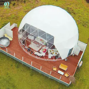 Meest Populaire 6M Dome Huis Geodetische Koepel Tent Met Uitlaat Solar Ventilator En Glazen Deur