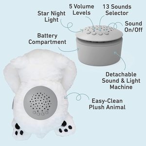 Machine sonore Portable et projecteur d'étoiles aide au sommeil en peluche avec veilleuse, <span class=keywords><strong>bruit</strong></span> <span class=keywords><strong>blanc</strong></span>, battements de cœur, oiseaux et pour bébé et tout-petits - Product Image 4