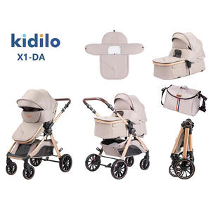 Passeggino Pieghevole Multifunzionale Kidilo con Seduta Alta per <span class=keywords><strong>Neonati</strong></span> con Accessorio Seggiolino Auto e Navicella, Portata 15 kg - Product Image 3