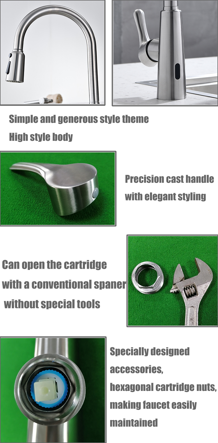 2022 New Multi-function Stainless Steel Induction Sensor Pulling Sink Faucet with 3 Modes