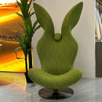 Fauteuil lapin vert en velours personnalisé chaise longue en cuir synthétique PU en fibre de verre fauteuils canapés hôtel villa à dossier haut