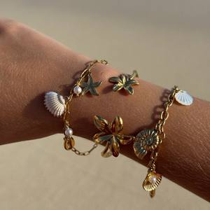 Ocean Series Charm <b>Bracelet</b> With Natural Seashell Pendant 18K Gold Plated Women's Jewelry Gift Fashion Accessory - Product Image 1