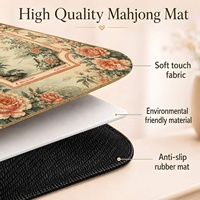 Tapis de Mahjong de Haute Qualité Motif Corail, Pivoine et Oiseaux pour Table, Jardin Floral, Jeu Américain, Cadeau Premium pour Ensemble de Mahjong Américain
