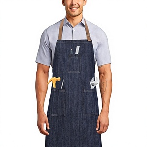 Delantal de mezclilla para hombre con bolsillos para uniforme de camarero de restaurante o bar - Product Image 1