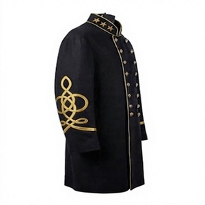 Men's Embroidered Frock <b>Coat</b> Double Breasted Wool Overcoat Custom Logo Historical Uniform Outerwear - Product Image 6
