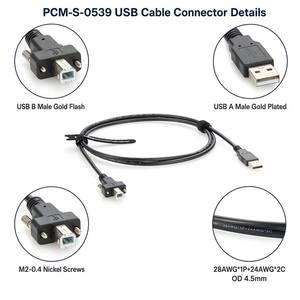Câble USB <span class=keywords><strong>2.0</strong></span> Type-A Mâle vers Type-B Mâle à Visser, Haute Vitesse 480 Mbps, Blindé pour Caméra de Vision Industrielle, Imprimante 3D, Automatisation - Product Image 2