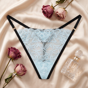Tanga de encaje floral transparente para mujer, con tirantes finos, de talle bajo, sexy, transpirable, para uso diario, venta al por mayor - Product Image 2