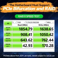 Adattatore JEYI PCIe 5.0 a 9 Bay da X16 a M.2 SATA, supporto 16Gbps per SSD SATA 2280 (B+M-key), compatibile con PCIe X4/X8/X16, supporta RAID 0/1/5