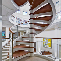DAIYA – escalier en spirale avec couvercle avec bande de roulement en bois, balustrade en acier, élévation étroite
