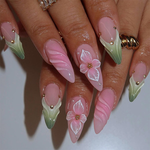 <span class=keywords><strong>Kit</strong></span> d'ongles longs en forme d'amande avec logo personnalisé 24 pièces à appliquer sur Gel souple X Faux Gel chromé à appliquer sur les ongles - Product Image 3
