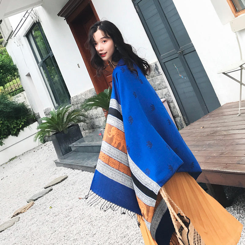 Scialle Con Stampa Di Elefante In Cotone: Scialle Estivo Del Commercio Equo E Solidale - Italia - Foto 7