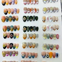 Faux ongles en acrylique 3D œil de chat faits à la main, forme amande, courts, réutilisables, vente en gros, aléatoires