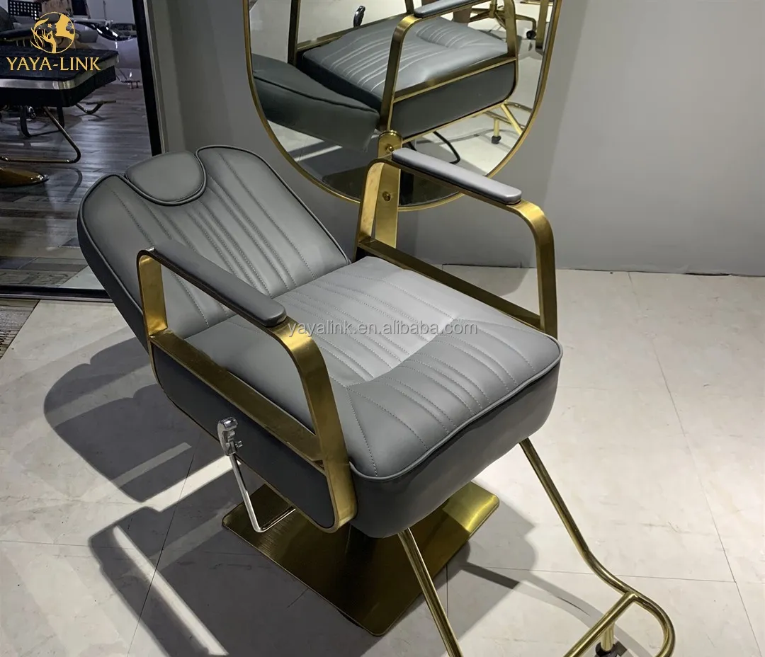 Chaises de salon yalong chaises de barbier inclinables fauteuil de barbier de salon moderne vert et or