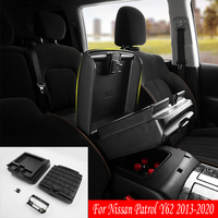 Boîte rangement centrale en cuir pu pour Nissan Patrol Y62, accoudoir Central, boîte de rangement et accessoires de voiture, 2013 — 2020