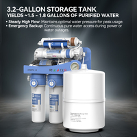 Sistema de Ósmosis Inversa (RO) de 7 Etapas, 75 GPD, Alcalino, Bajo Fregadero, con Tanque, Purificador de Agua Potable para el Hogar, OEM/ODM