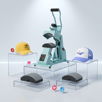 Presse à chaud semi-automatique 2-en-1 pour casquettes, vert clair, manuelle, électrique, pour impression d'étiquettes, DIY, pour casquettes de sport portables pour femmes et enfants