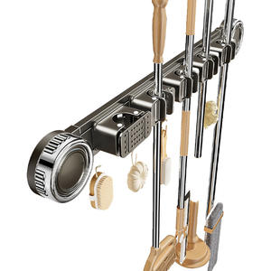 Soporte de pared con ventosa Blue Vine de 18 pulgadas, rectangular, para escobas y fregonas, organizador de almacenamiento para baño - Product Image 1