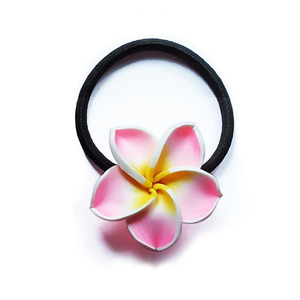 Filles dame épais noir élastique en caoutchouc bandes de cheveux <span class=keywords><strong>argile</strong></span> fleur hawaïenne frangipanier Plumeria Boho cheveux cravates pour cheveux - Product Image 6
