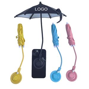 Custom Logo <b>Screen</b> Printed Magnetic Retractable Phone Umbrella Stand Mini Sunshade <b>Sun</b> Protection <b>Car</b> Holder - Product Image 1