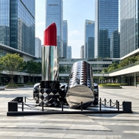Escultura de Arte Metálico K073 con Forma Fluida, Gran Tamaño, Acero 304, Estatua Abstracta para Exteriores, para Uso Comercial, Artesanía en Resina