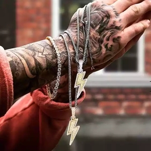 Новая мода цепи из нержавеющей стали полный кубического циркония молний кулон свивки цепи в стиле «хип-хоп» ожерелье для мужчин ювелирные изделия - Product Image 2