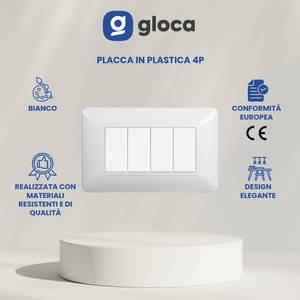 Plaque d'interrupteur mural Gloca 4 voies en plastique blanc, lot de 3, installation facile - Product Image 3