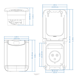 TYTXRV 220V-250V White Color Waterproof 16A External Flush Hook up <strong>Caravan</strong> RV Parts <strong>Plugs</strong> &amp; Sockets - Product Image 6