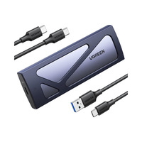 UGREEN alat penutup aluminium SSD, gratis USB-C eksternal 10Gbps M.2 NVMe adaptor/pembaca mendukung ukuran tombol M B & M
